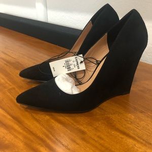 Express black suede wedges. Brand new. Size 8